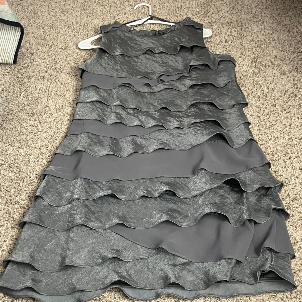 SL Fashions Metallic Gray Embellished Tiered Dress - Picture 10 of 13